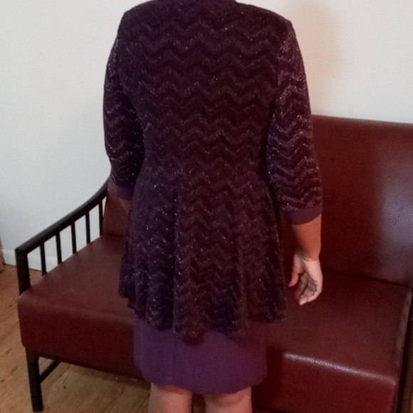 2 PCs set  R & M Petite plum dress - Picture 3 of 3